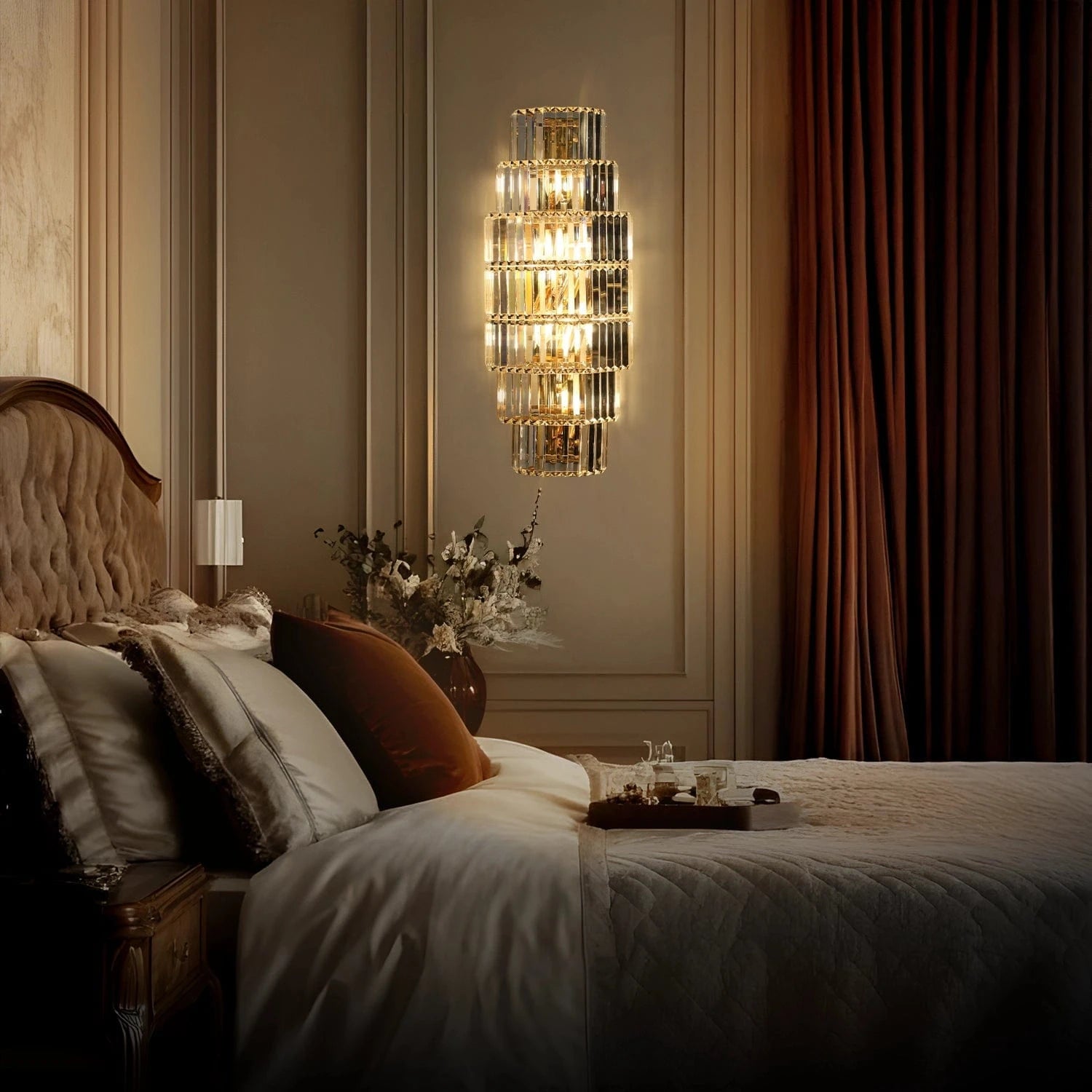 LED Wall lights, Luxury Living Room Crystal Wall Sconce Lighting Gold Polished Steel