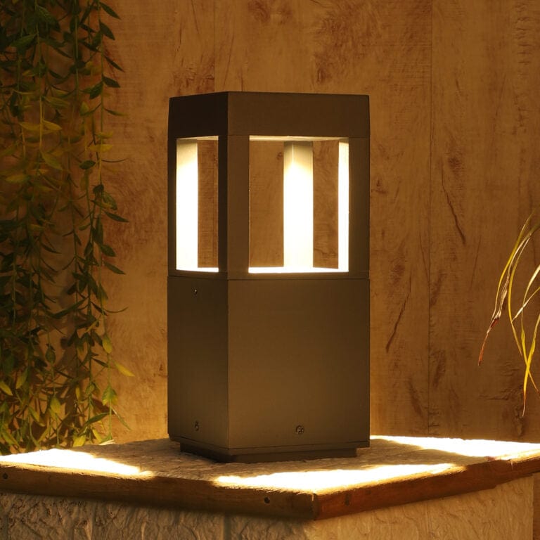 Quad Glare Modern Outdoor Bollard Light For Garden, Pathways Landscape Lighting