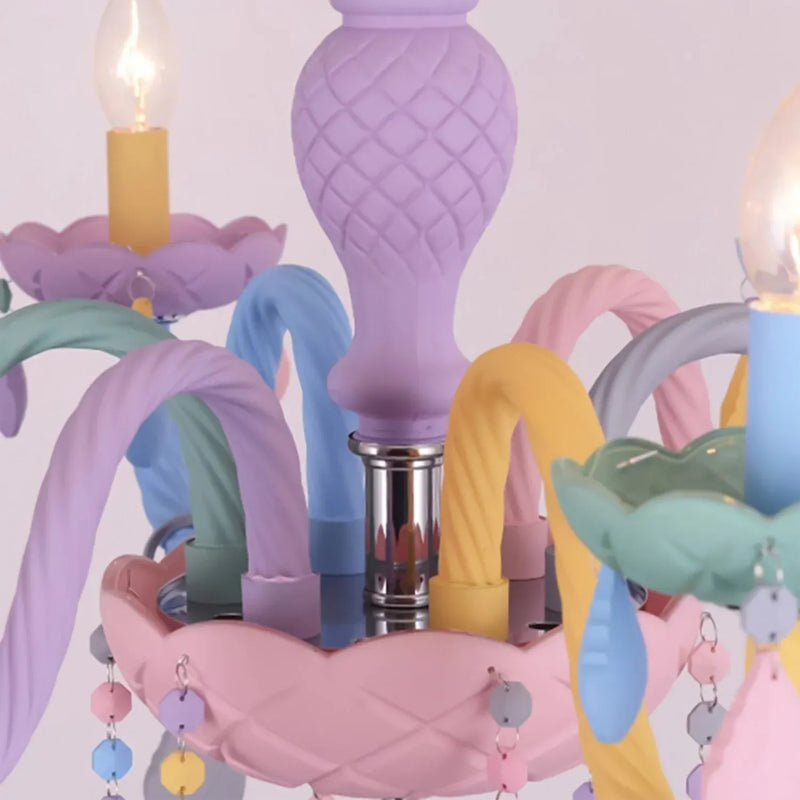 Rainbow Whimsy Kids Chandelier – 5 Light Pastel E14 Ceiling Light for ...