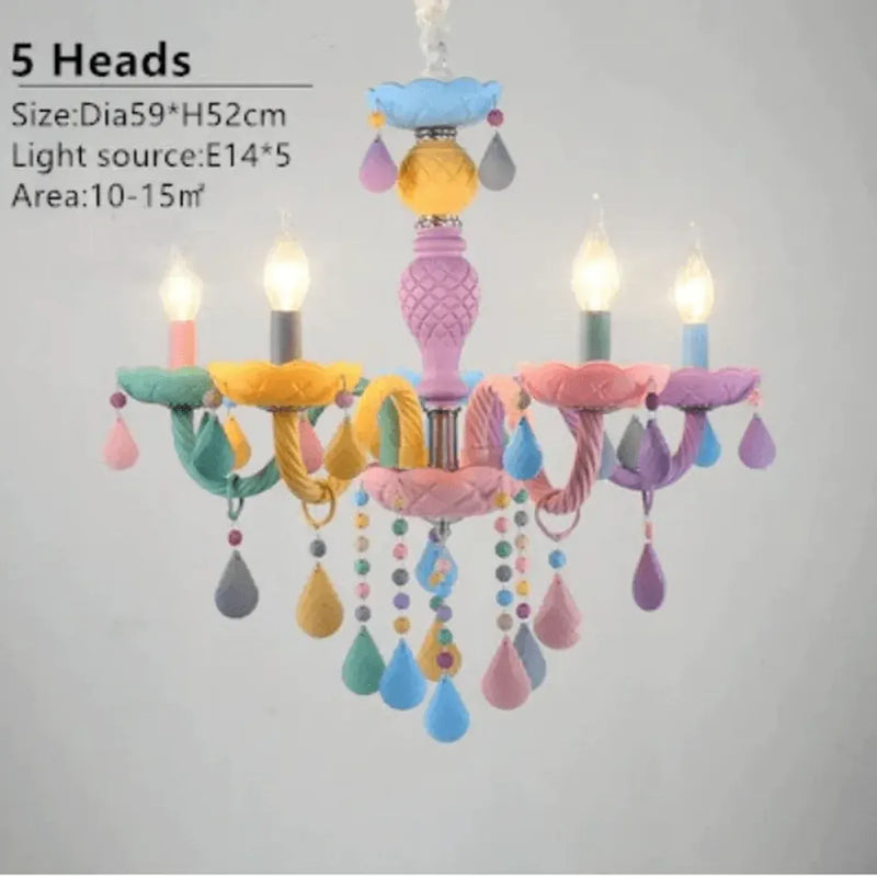 Rainbow Whimsy Kids Chandelier – 5 Light Pastel E14 Ceiling Light for ...