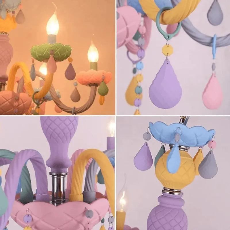Rainbow Whimsy Kids Chandelier – 5 Light Pastel E14 Ceiling Light for ...