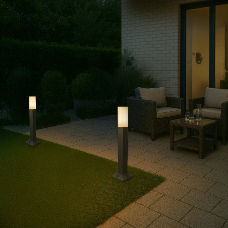 Frosted Cube Outdoor Bollard Light