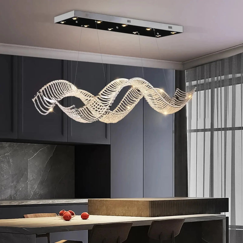 Crescendo Wave Crystal Dining Chandelier