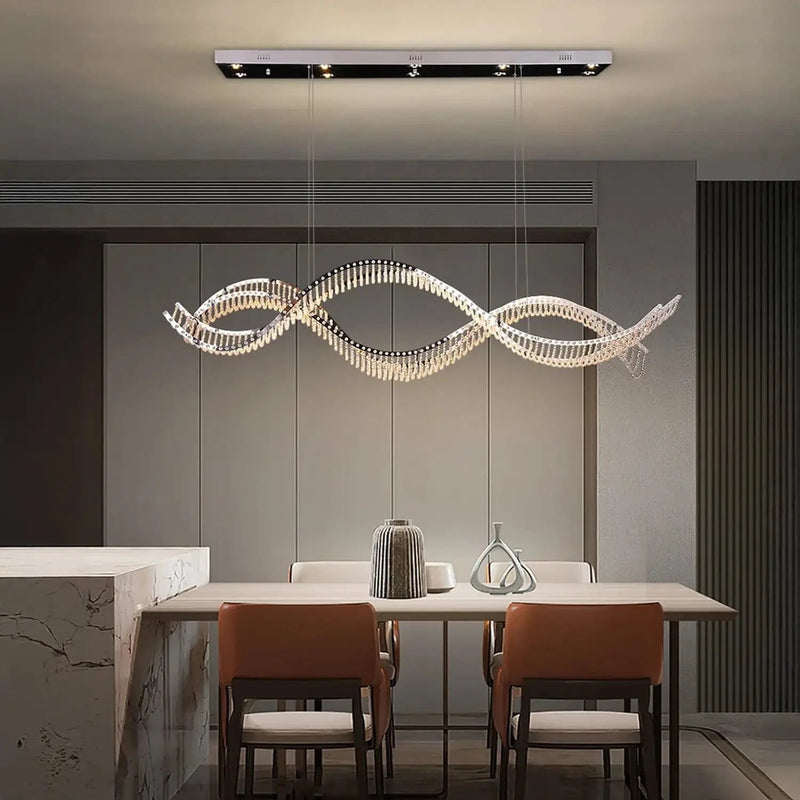 Crescendo Wave Crystal Dining Chandelier