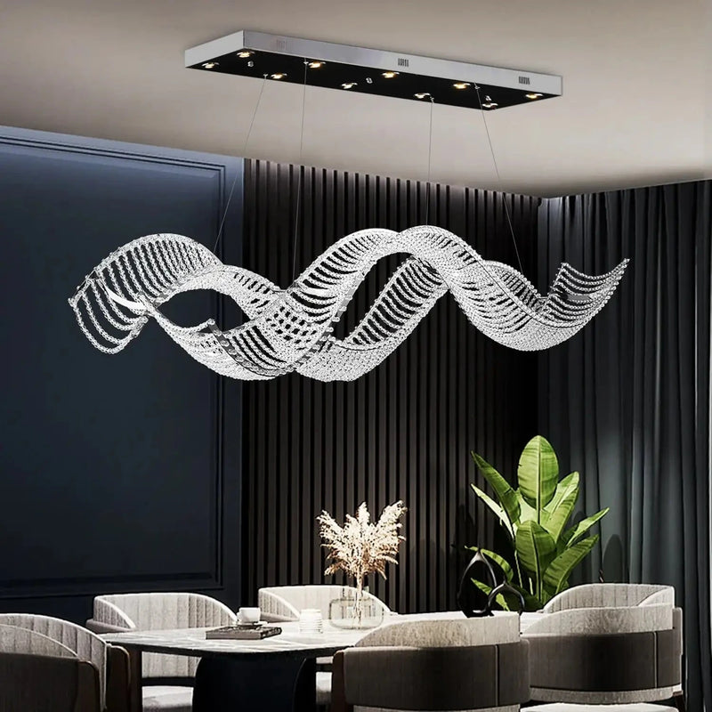 Crescendo Wave Crystal Dining Chandelier