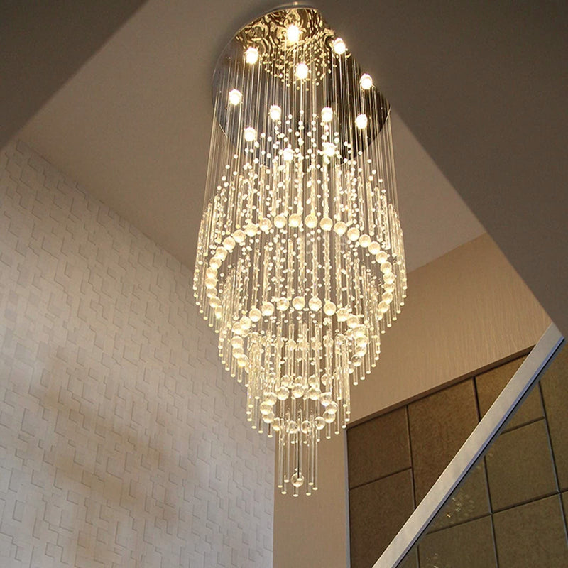 Secret Waterfall Long Crystal Chandelier