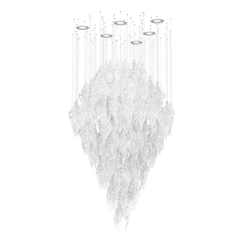 Icy Frosted Leaves Glass Chandelier