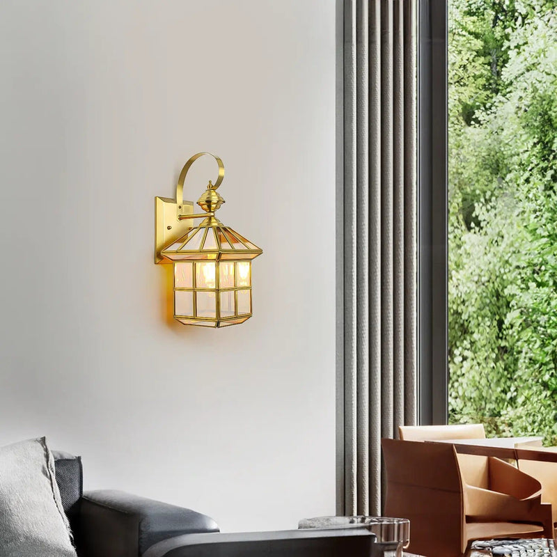 Classy Square Copper Cage Wall Lamp