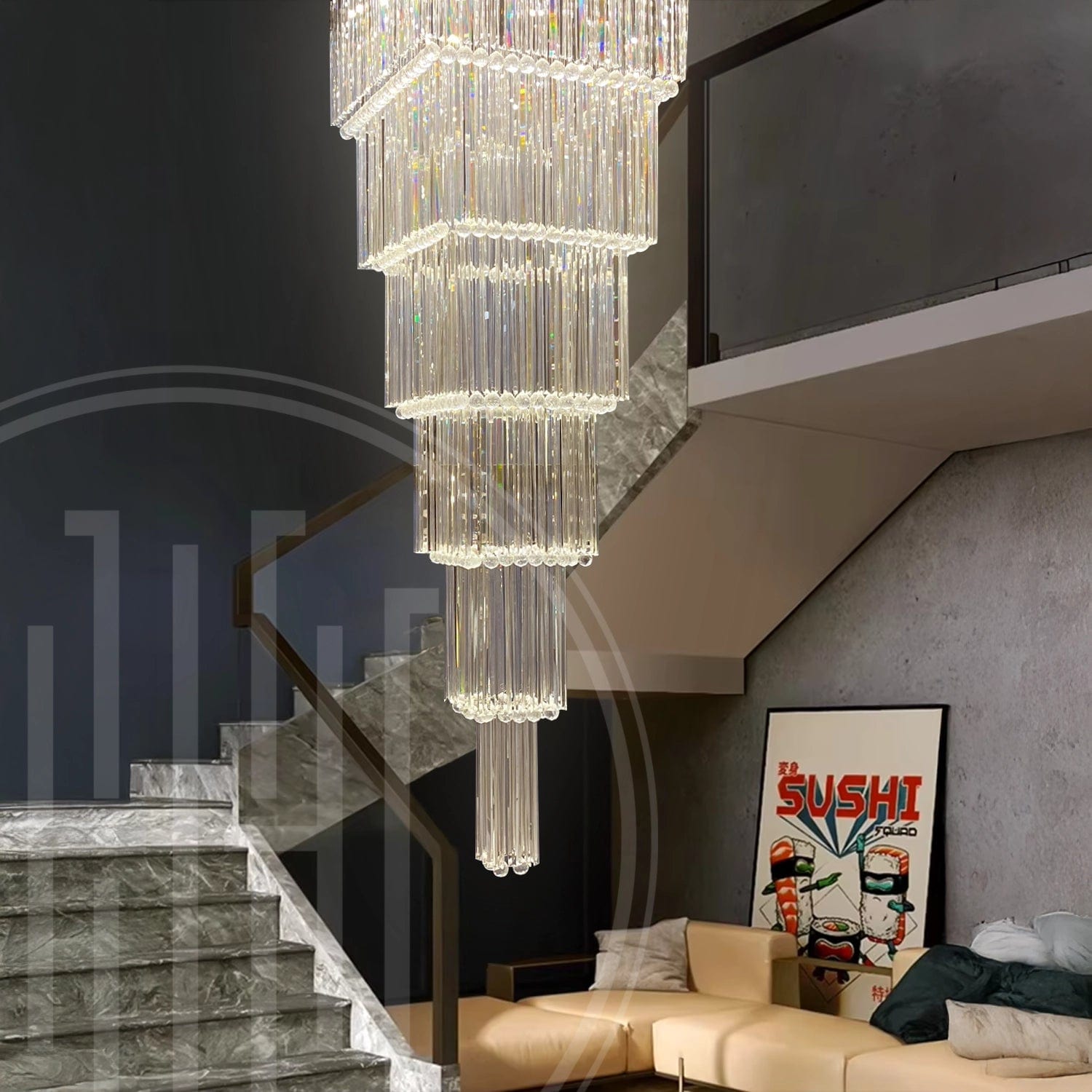 Deliciae Square Long Crystal Chandelier – Harold Electricals