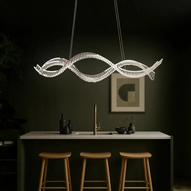 Crescendo Wave Crystal Dining Chandelier