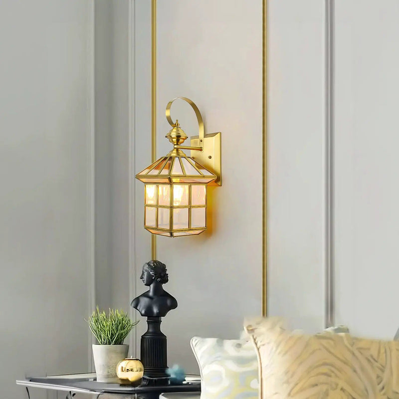 Classy Square Copper Cage Wall Lamp