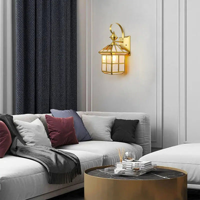 Classy Square Copper Cage Wall Lamp