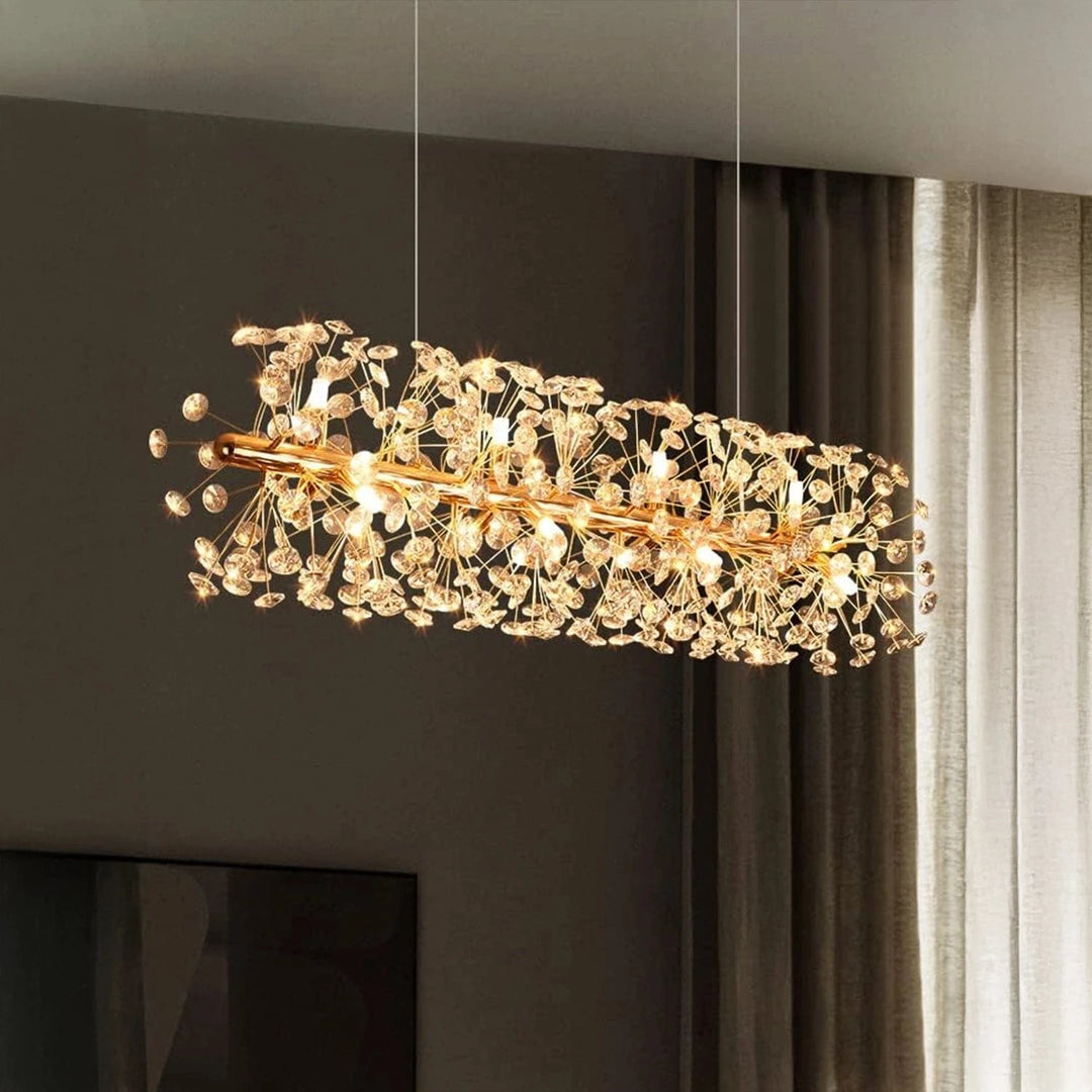 Golden Radiance Burst Chandelier – Luxury K9 Crystal G9 LED Light