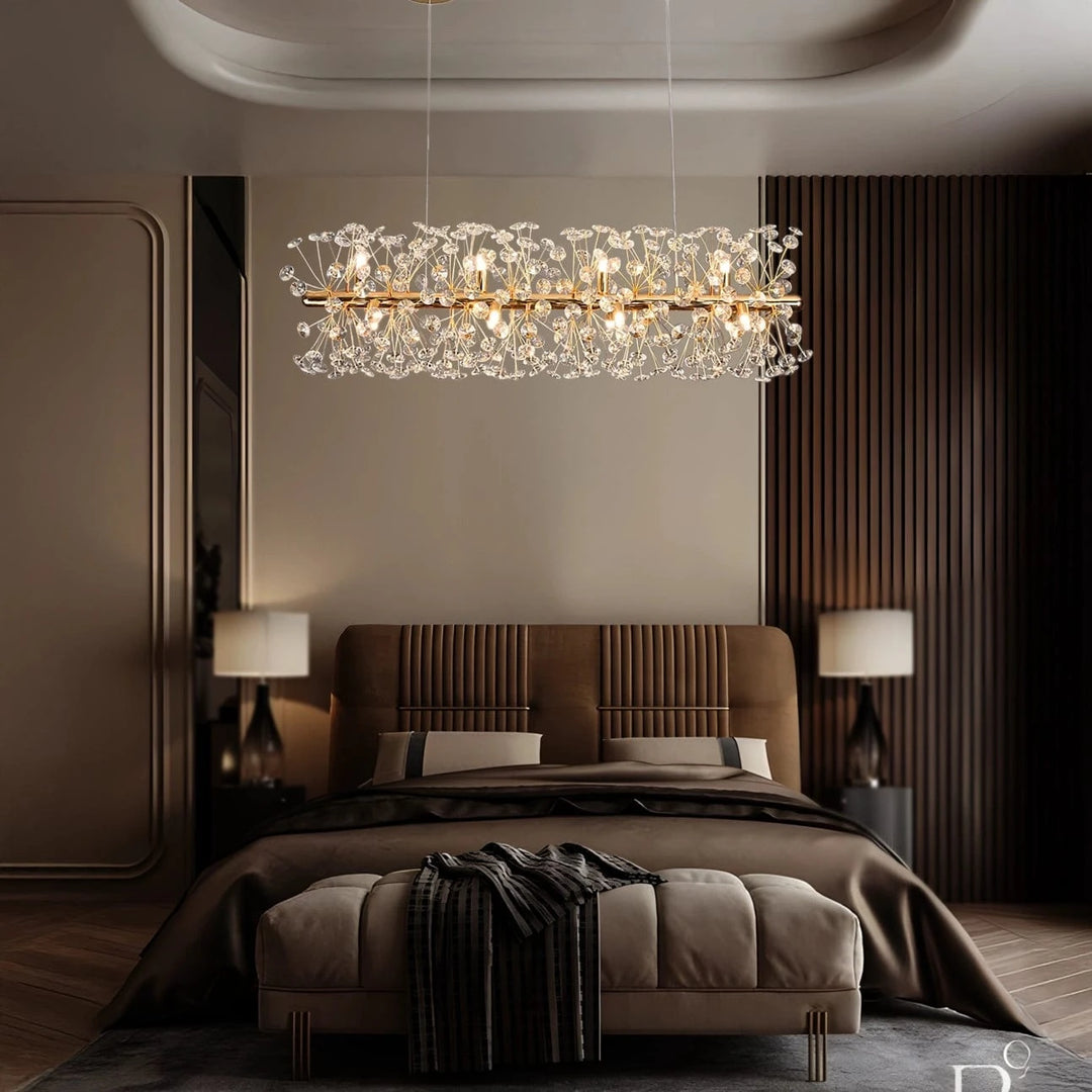 Golden Radiance Burst Chandelier – Luxury K9 Crystal G9 LED Light