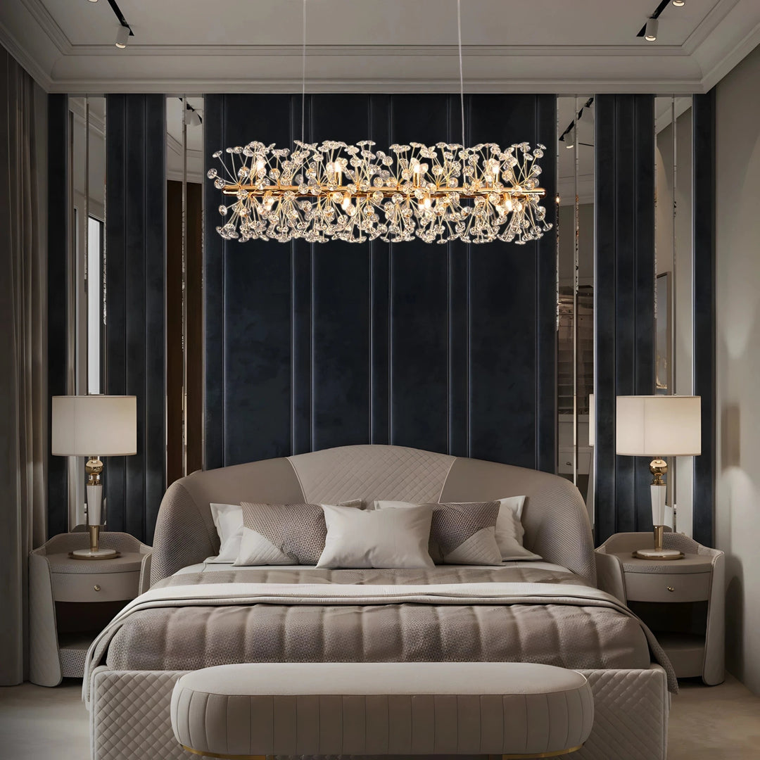 Golden Radiance Burst Chandelier – Luxury K9 Crystal G9 LED Light