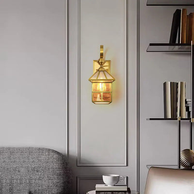 Classy Square Copper Cage Wall Lamp