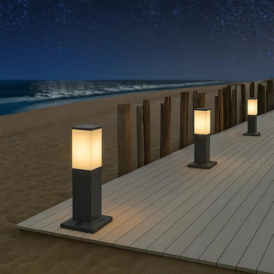 Frosted Cube Outdoor Bollard Light