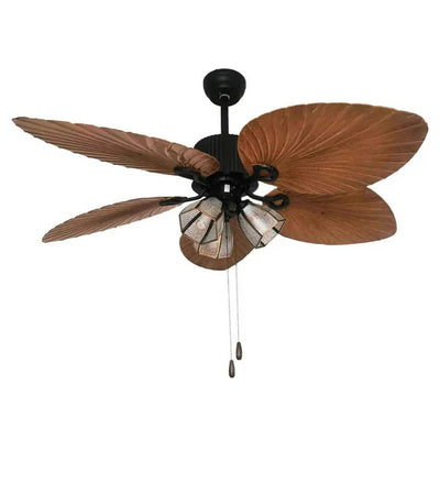 Palm Wave Wooden Ceiling Fan with Remote Control - 52" Blade Size