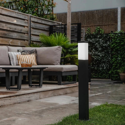 Frosted Cube Outdoor Bollard Light