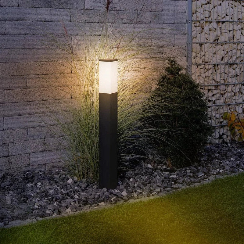 Frosted Cube Outdoor Bollard Light