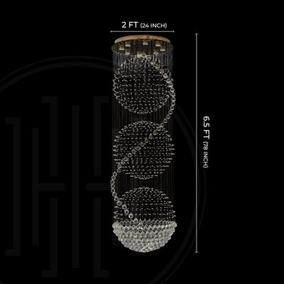 3S Staircase Long Crystal Chandelier