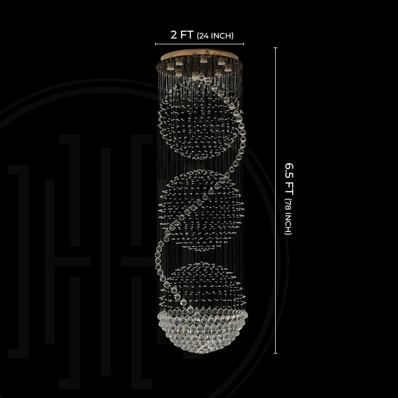 3S Staircase Long Crystal Chandelier