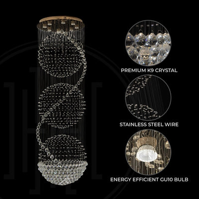 3S Staircase Long Crystal Chandelier