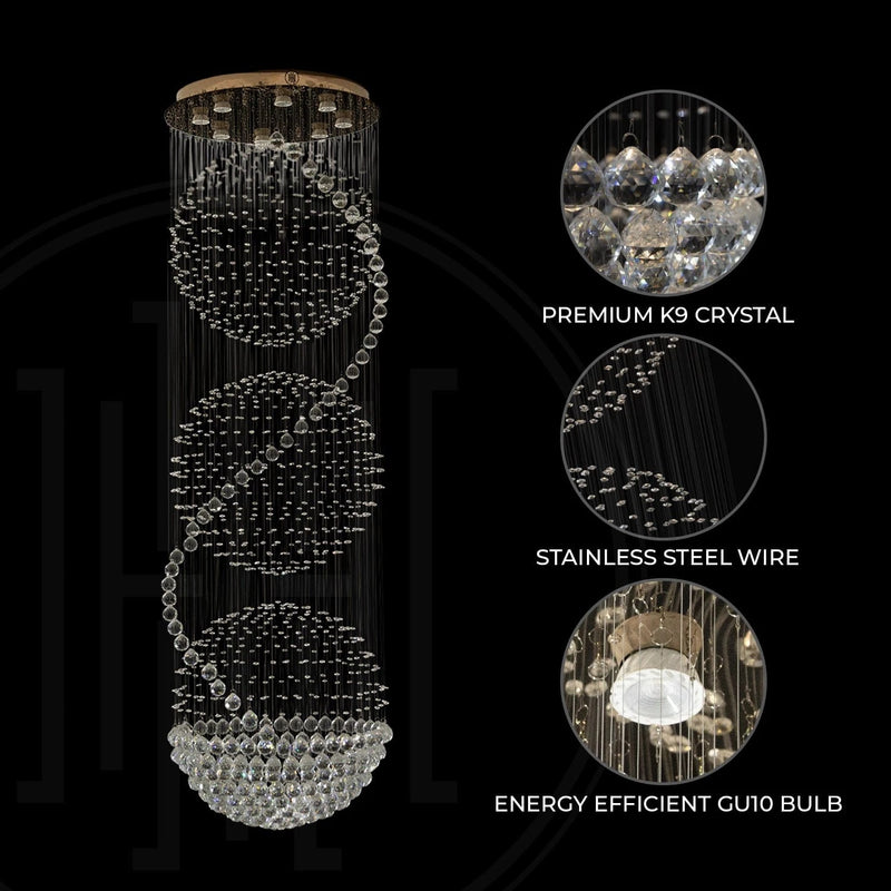 3S Staircase Long Crystal Chandelier