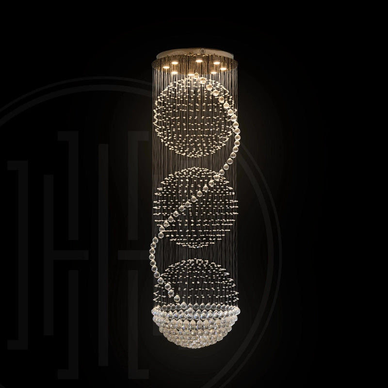 3S Staircase Long Crystal Chandelier