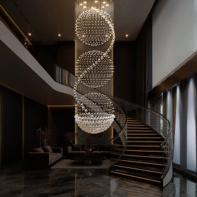 3S Staircase Long Crystal Chandelier