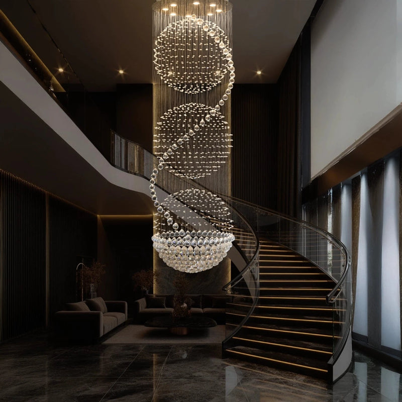 3S Staircase Long Crystal Chandelier