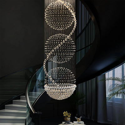 3S Staircase Long Crystal Chandelier