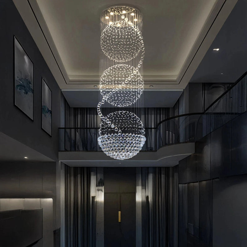 3S Staircase Long Crystal Chandelier