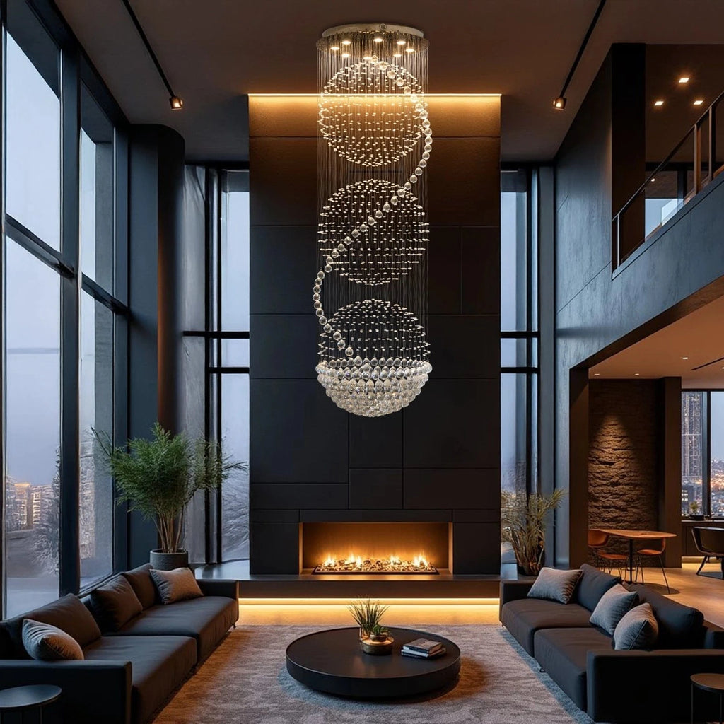 3S Staircase Long Crystal Chandelier