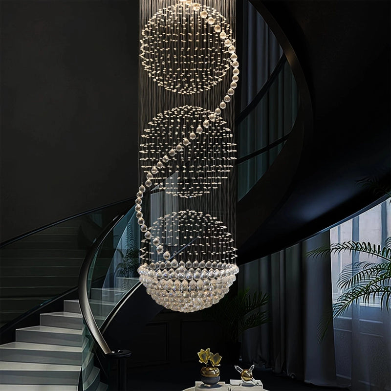 3S Staircase Long Crystal Chandelier