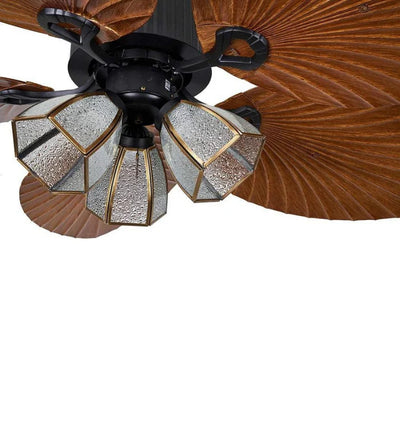 Palm Wave Wooden Ceiling Fan with Remote Control - 52" Blade Size