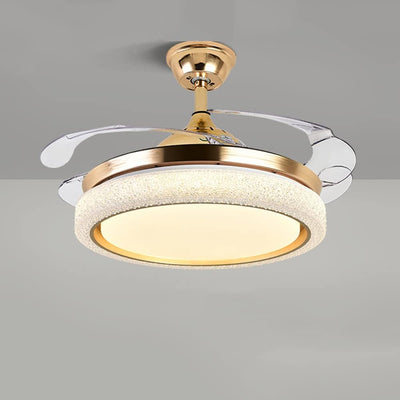 Luxury Crystal LED Retractable Ceiling Fan Chandelier