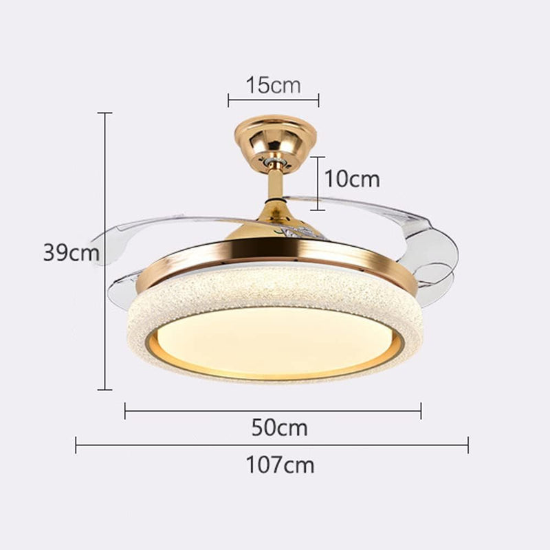 Luxury Crystal LED Retractable Ceiling Fan Chandelier