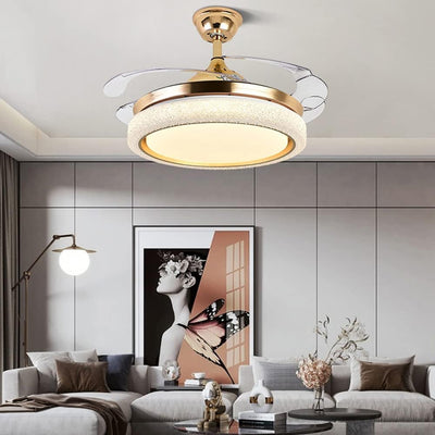 Luxury Crystal LED Retractable Ceiling Fan Chandelier