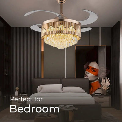 Luxuriosa Crystal Chandelier Ceiling Fan with Remote Control