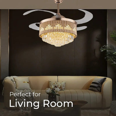 Luxuriosa Crystal Chandelier Ceiling Fan with Remote Control