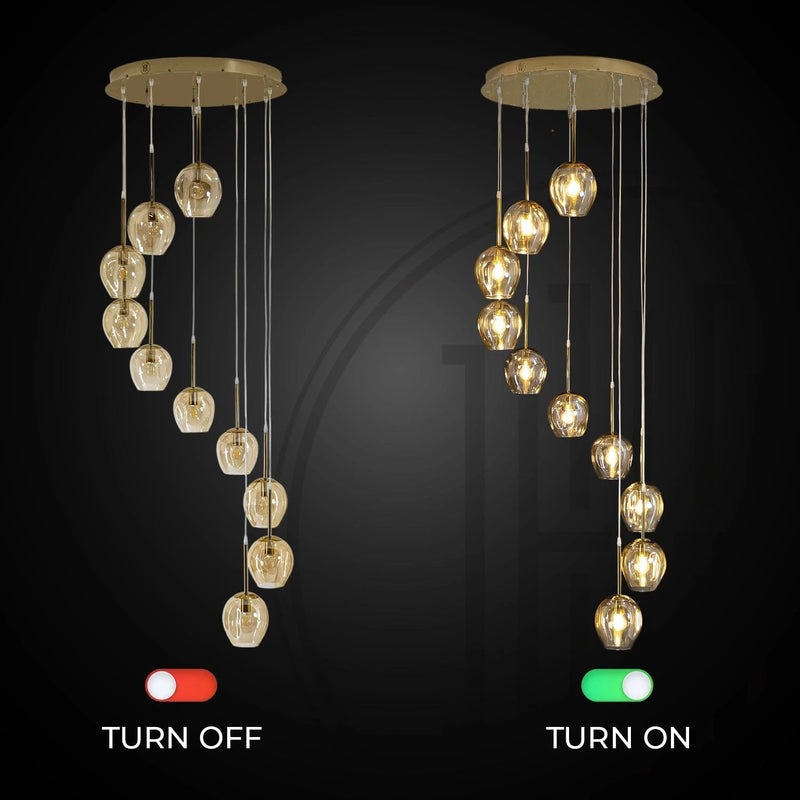 Ordo Staircase Long Glass Chandelier