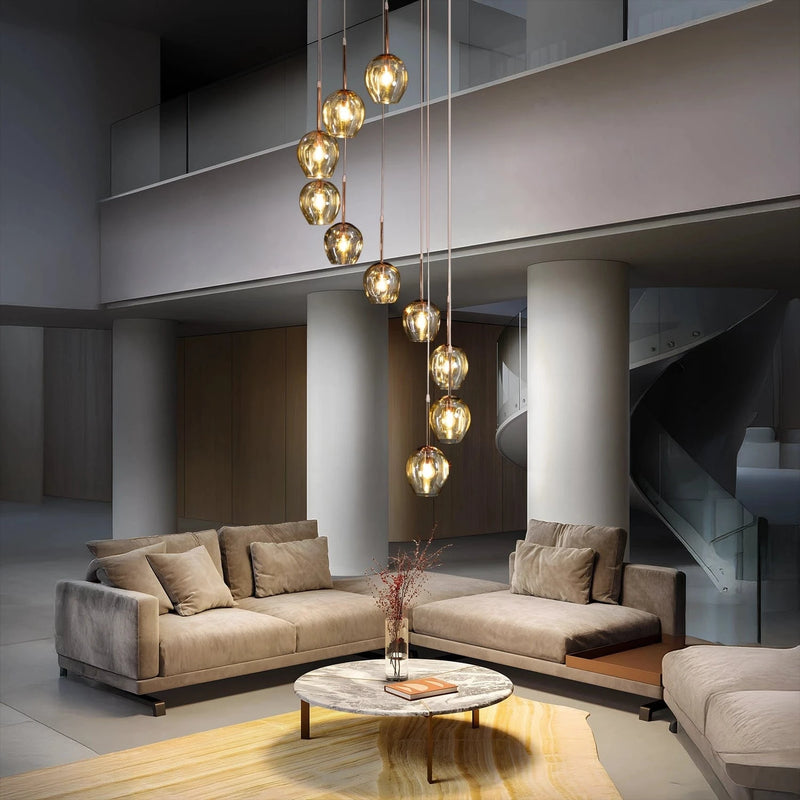 Ordo Staircase Long Glass Chandelier