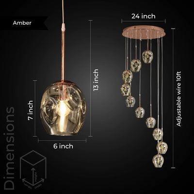 Ordo Staircase Long Glass Chandelier