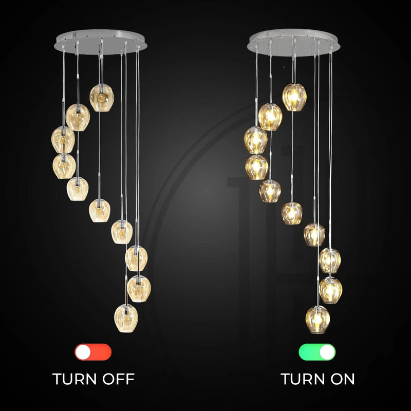 Ordo Staircase Long Glass Chandelier