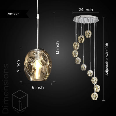 Ordo Staircase Long Glass Chandelier