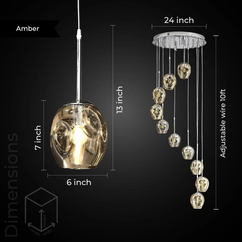 Ordo Staircase Long Glass Chandelier