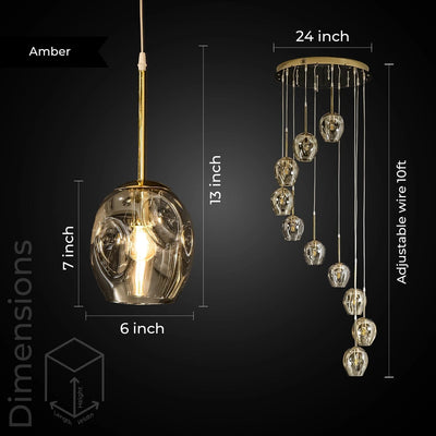 Ordo Staircase Long Glass Chandelier