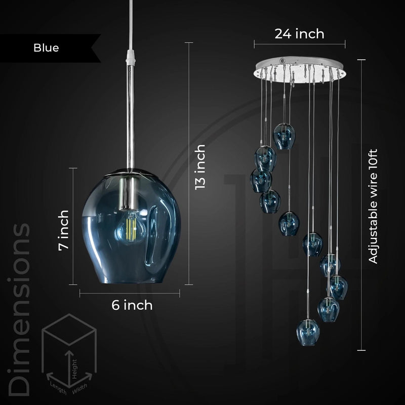 Ordo Staircase Long Glass Chandelier