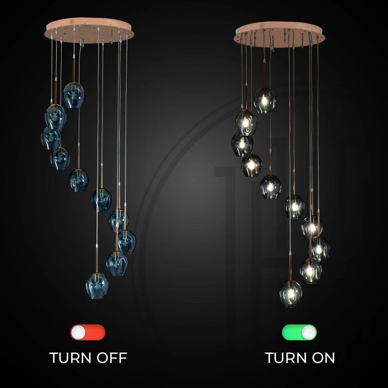 Ordo Staircase Long Glass Chandelier